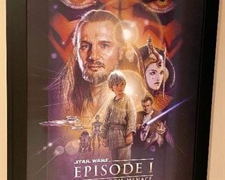 Lot 8005.  $175.00. Star Wars 1999, 'Star Wars Episode I, The Phantom Menace', 20th Century Fox movie poster replica with printed signature.	32" W x 43" T	