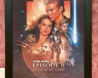 Lot 8006.  $175.00  Star Wars 2002 'StarWars - Episode II - Attack of the Clones'  with printed signature.	32" W x 43	