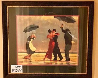 Lot 8019.  $85.00. Jack Vetriano print, "Singing Butler II"..  Very nicely framed.	We have Sold a number of this print in the past.  32" W x 28" T