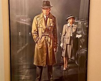 Lot 8023. $65.00.  "Casablanca" Humphrey Bogart & Ingrid Bergman Framed Poster - This is a hard to find poster.	24.5" W x 37" T