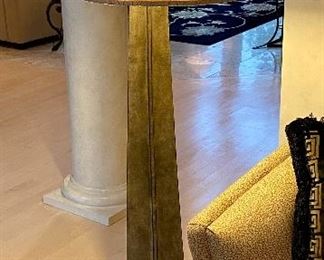 Lot 8029.  $325.00. Brayden Studios Floor lamp with curved metal/iron body and suspended shade.	64"T x 28"D.  Homeowner paid over $600.00 for this floor lamp.