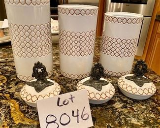 Lot 8046  $24.00  Set of 3 White Canisters by American Atelier Stoneware