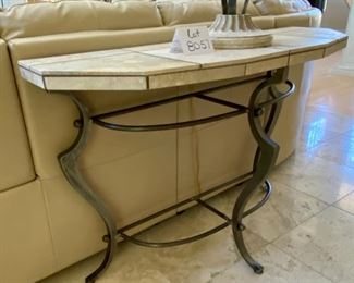Lot 8057 $375.00  Sherrill Furniture Matching Metal Base, Stone and Glass Sofa or Wall Table. 48" W x 16" D x  32" T 