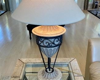 Lot 8058  $250.00 for the Pair of Composite and Metal Table Lamps	34" T x 10" Diam. Base