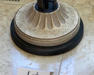 Lot 8060  $275.00  Cone Shaped Stone Urn or Planter with Tall Metal Frame  72" T x 24" Diam. Urn.