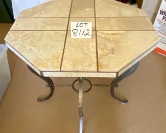 Lot 8112. $375.00 Sherrill Stone Top Octagon Table with metal base - 30" x 30" x 28" tall, owner paid $1,725.00