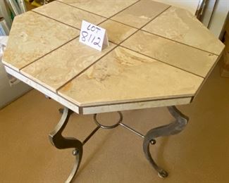 Lot 8112. $375.00 Sherrill Stone Top Octagon Table with metal base - 30" x 30" x 28" tall, owner paid $1,725.00
