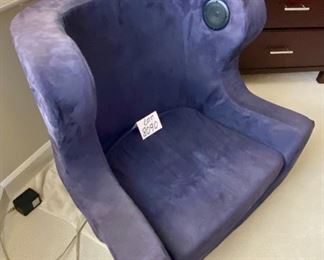 Lot 8090. $80.00  Cool Pottery Barn Teen Music Sound Chair, in purple.  The 36' W X 32" D X 30"T chair sits on the floor - your teenager or teen wannabee will go crazy over this chair! 36"x32"x30"