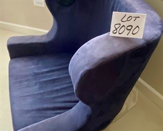 Lot 8090. $80.00  Cool Pottery Barn Teen Music Sound Chair, in purple.  The 36' W X 32" D X 30"T chair sits on the floor - your teenager or teen wannabee will go crazy over this chair! 36"x32"x30"
