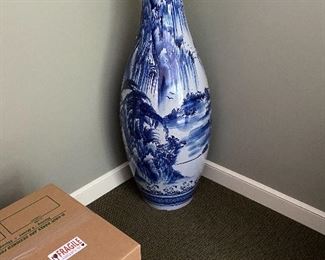 Tall blue and white vase 195.00