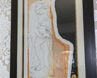 After Pablo Picasso. (Spain, 1881-1973). Untitled. Lithograph on Paper. Edition of 500. Signed in Pen to Margin Center Paris, 107/500. Privet Collection of P. Picasso’s Estate.  Dimensions 48 x 23 inches.  $5,000.00