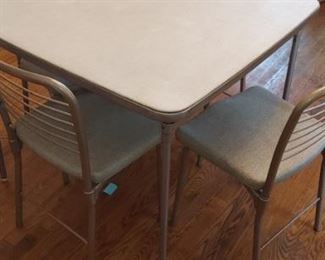 Costco mid-century modern card table and folding chairs