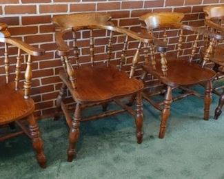 Signed handmade chair seat information in other picture
All chairs are pine handmade and signed TAA on the back all need tightening up