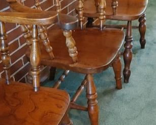 Antique signed TAA on the back of each on Pegged chairs all are loose but are certainly not falling apart