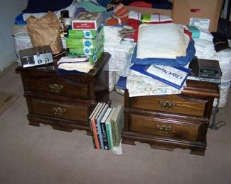 PAIR OF NIGHT STANDS, BOOKS & MISC.