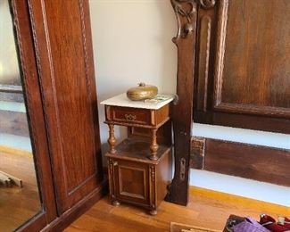 Marble topped Victorian walnut nightstands  (1/2) 