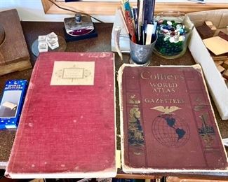 Vintage Playright book and Collier's World Atlas