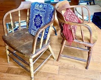 Antique chairs, vintage pillows