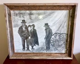 Amish people artwork, signed