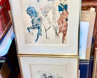 Top: Napoleon signed French etching, Bottom: Signed French etching