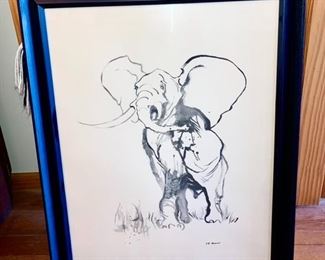 Signed Elephant artwork