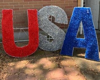 4ft+ giant USA letters. Light up lawn decor. 
