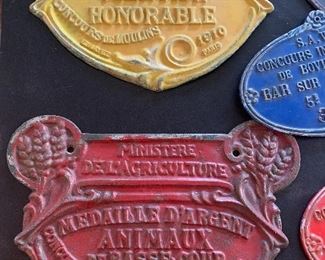 Antique Plaques, metal awards. 