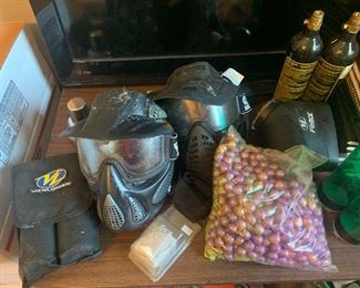 Paint ball guns and accessories. 