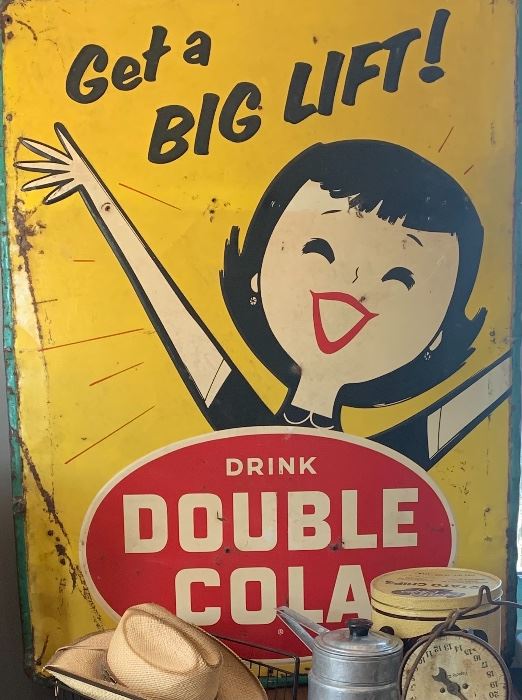 Vintage Double Cola Advertising Tin Sign, Large. 