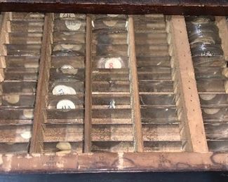 One drawer of the watch repair case. 
