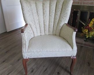 Beige shell back arm chair