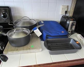 Pots and pans, toaster