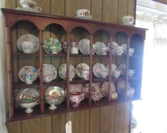 Teacup display rack, lots of teacups
