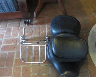 Motorcycle seat and chrome luggage rack