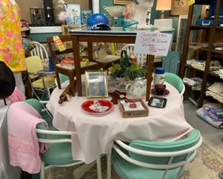 Linens,kids retro table and chairs, kitchenware