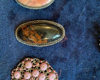 Vintage stone brooches