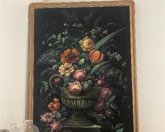 Antique floral velvet painting