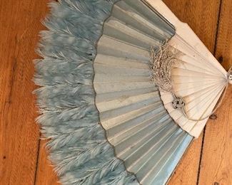 Beautiful Victorian silk feather fan