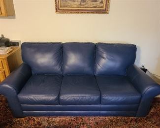 Blue leather couch 