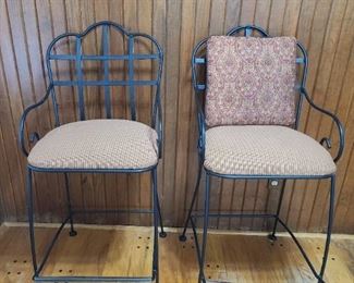 Tall & heavy wrought iron bar stools 
*back pillows included