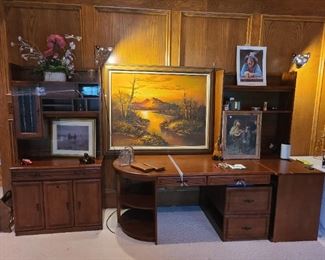 6 piece solid wood desk ~ optional ways to set up to utilize your preference
