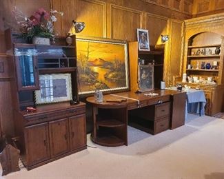 6 piece solid wood desk - optional ways to set up to utilize your preference 