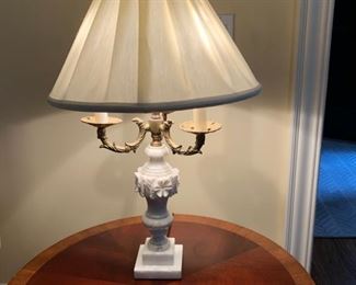 2. Pair of Vintage Carved Stone & Brass Lamps (22")