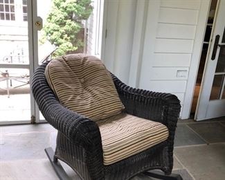 21b. Woodard All Weather Wicker Rocking Chair w/ Cushions (34” x 34” x 31”)                                                            