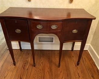 24. Antique Console Table w/ Brass Pulls (47" x 21" x 35")