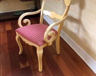 44. Set of 6 Painted Wood Chairs 2 Arm (22" x 23" x 38") 4 Side (21" x 23" x 38")