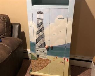 70. Hand Painted Cabinet (24" x 15" x 52")
