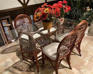 Glass table and chairs set