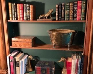 Leather books; other books; brass