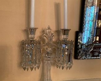 Pair of crystal candle holders